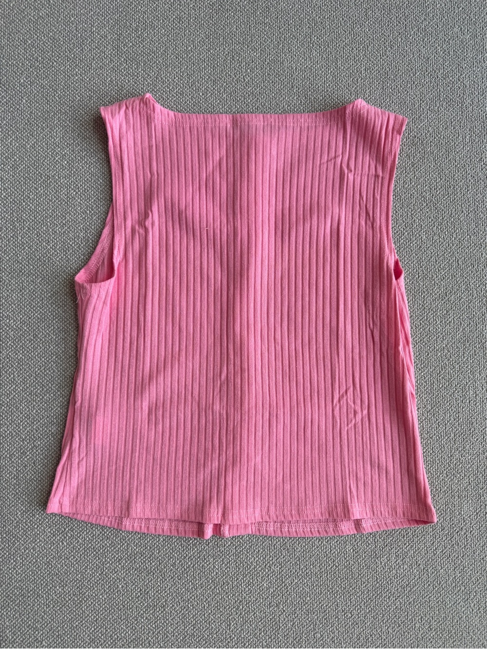 Pink Ribbed Button Front Tank Top Y2K Sleeveless Knit Top Size Large - Picture 5 of 5